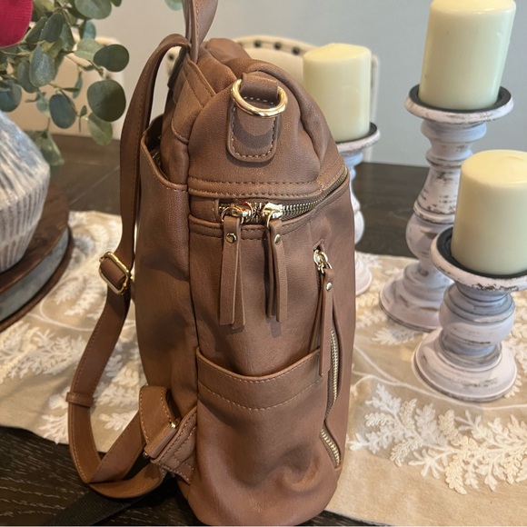 Antik Kraft Brown Two-Way Bag Backpack/Shoulder with Embroidered Strap - Picture 5 of 13